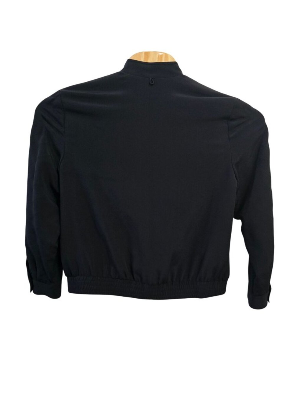 Vintaeg Due Per Due Black Silk Womens Lightweight Jacket Mandarin Collar Size 12 - Picture 2 of 8